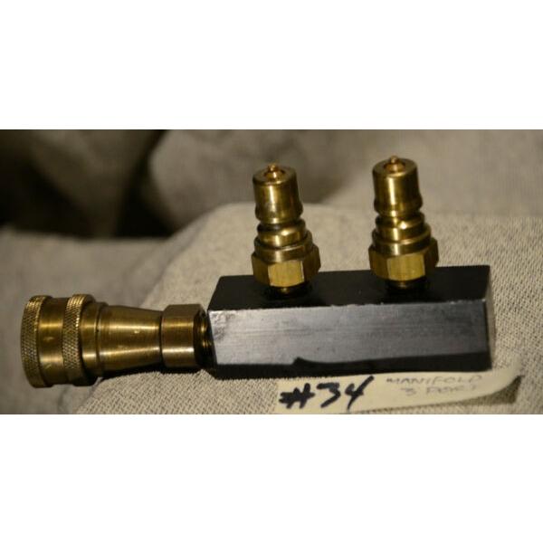 GOOD  3 PORT MANIFOLD WITH COUPLERS HYDRAULIC PARKER #34 #1 image